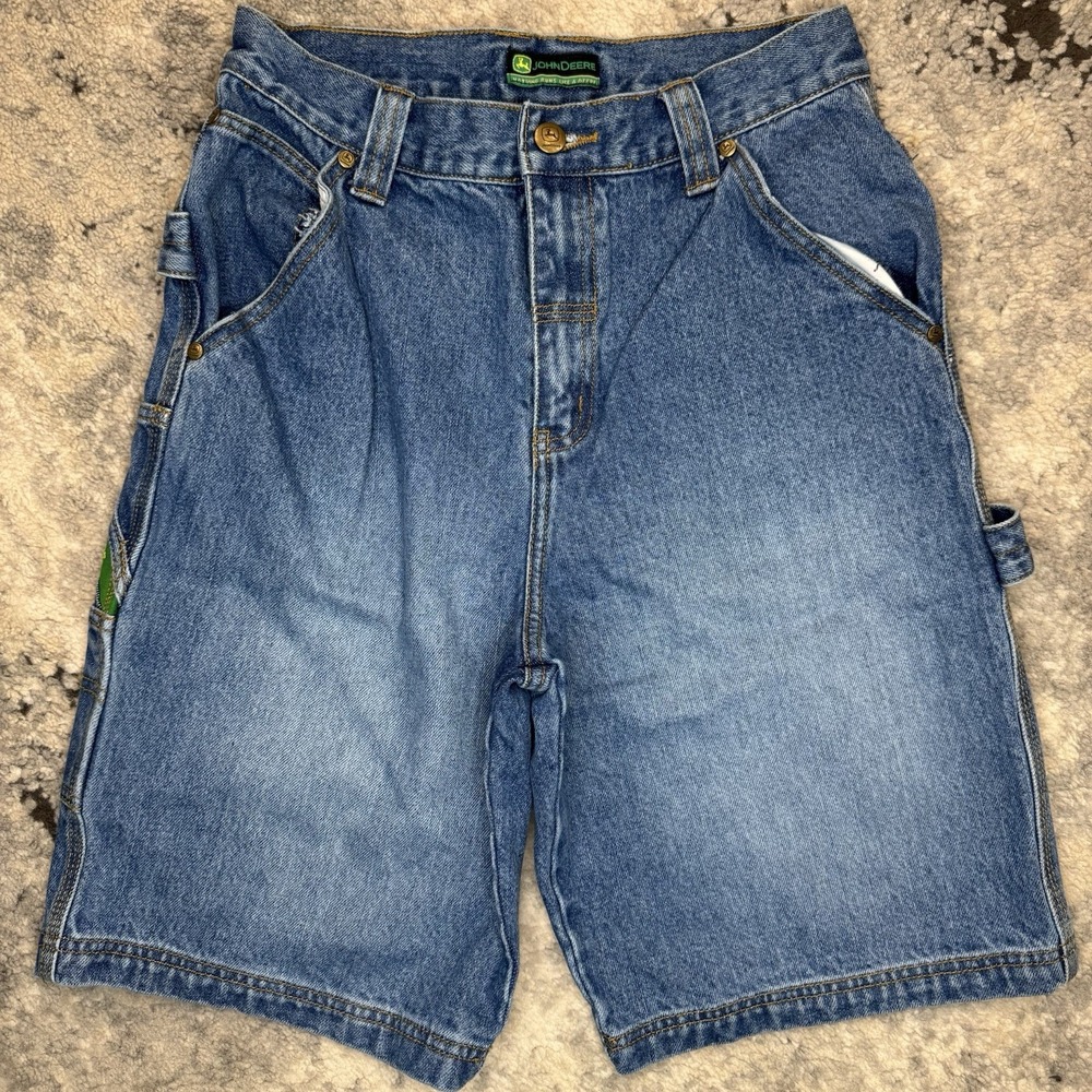 Vintage Y2K John Deere Carpenter Denim Shorts Size 14 W28